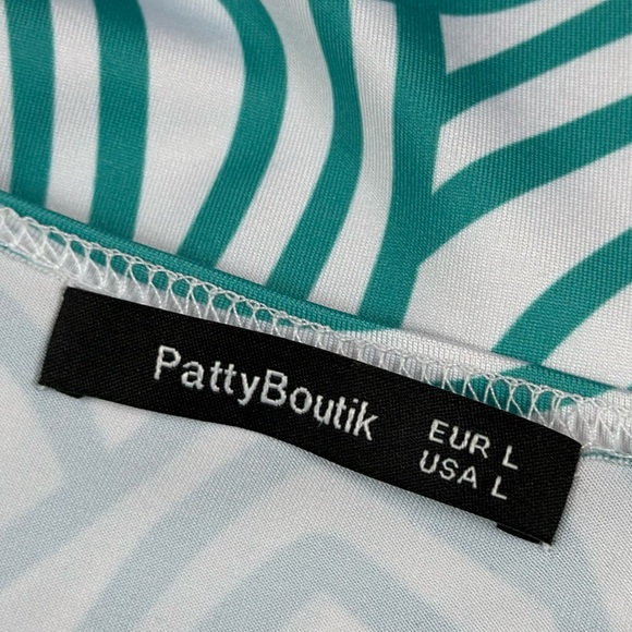 Women Faux Wrap A Line Dress (Dark Cyan and White Large), Large - Picture 14 of 16